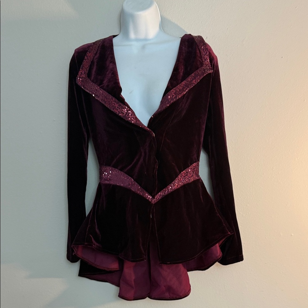 Revolution Dancewear Elegant Velvet Jacket in Rich Burgundy Small